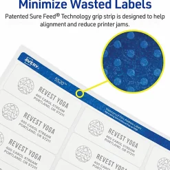 Avery® WeatherProof Mailing Labels with TrueBlock Technology, AVE5522, Permanent Adhesive, White, Polyester, 14 Per Sheet, Pack Of 700