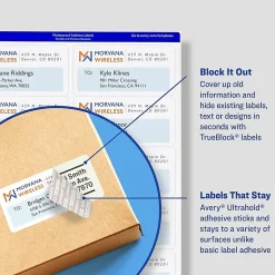Avery® WeatherProof Mailing Labels With TrueBlock Technology, 95523, 2" x 4", White, Pack Of 5,000