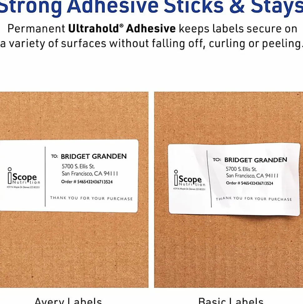 Avery® WeatherProof Mailing Labels With TrueBlock Technology, 95523, 2" x 4", White, Pack Of 5,000