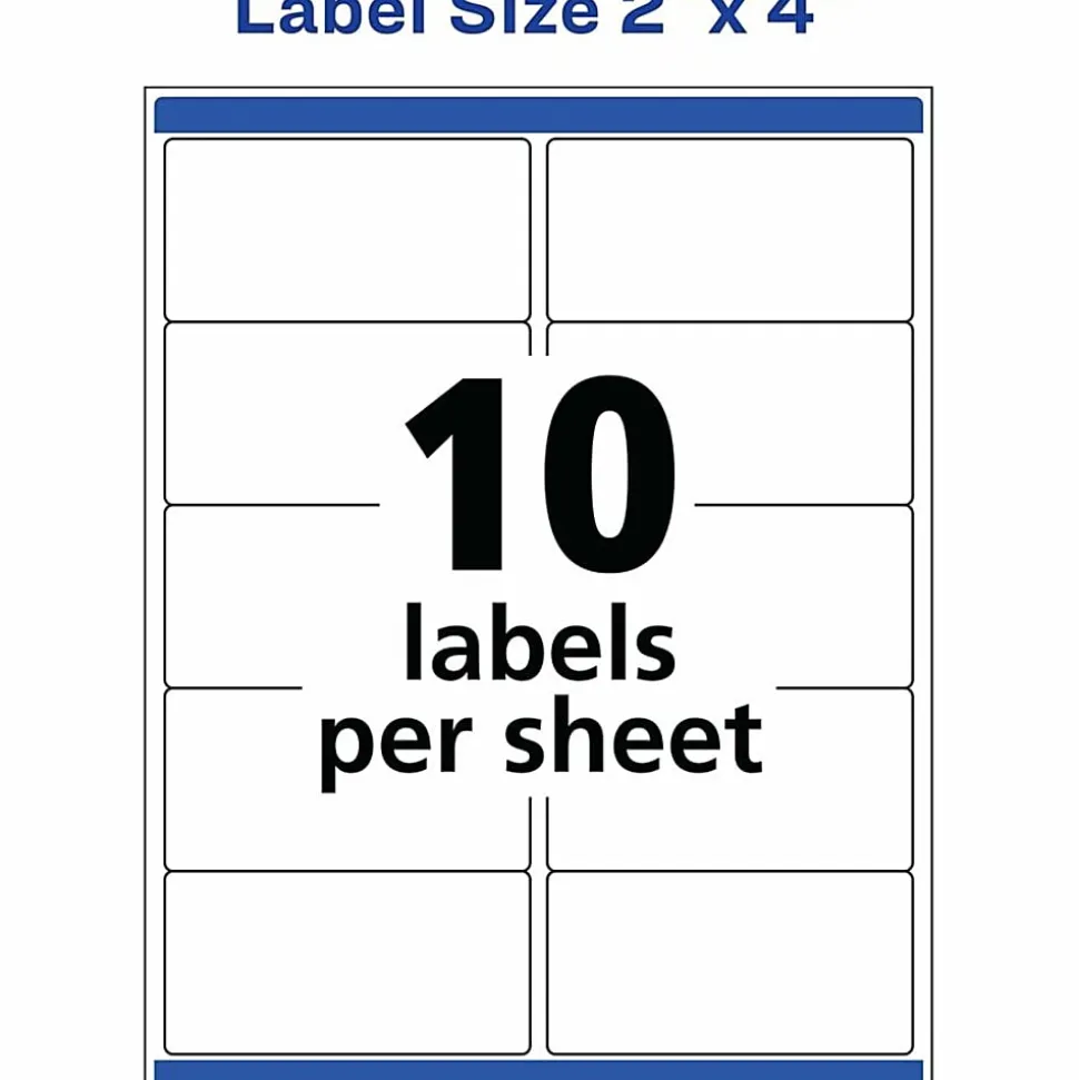 Avery® WeatherProof Mailing Labels With TrueBlock Technology, 95523, 2" x 4", White, Pack Of 5,000