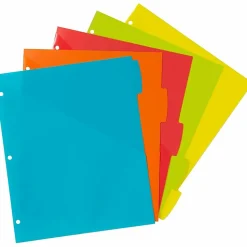 Avery® Write & Erase Durable Plastic Dividers With Pockets, 8-1/2" x 11", Multicolor, Pack Of 5 Dividers