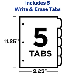 Avery® Write & Erase Durable Plastic Dividers With Pockets, 8-1/2