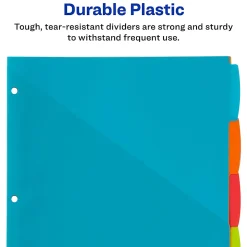 Avery® Write & Erase Durable Plastic Dividers With Pockets, 8-1/2