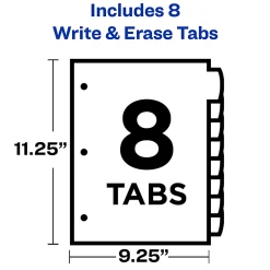 Avery® Write & Erase Durable Plastic Dividers With Pockets, 8-1/2" x 11", Multicolor Brights, Pack Of 8 Dividers