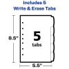 Avery® Write & Erase Plastic Dividers, 5 1/2" x 8 1/2", Multicolor, 5-Tab