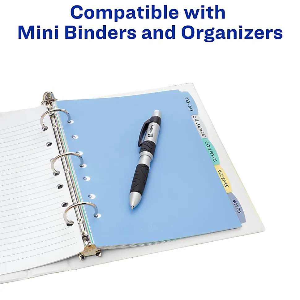 Avery® Write & Erase Plastic Dividers, 5 1/2" x 8 1/2", Multicolor, 5-Tab