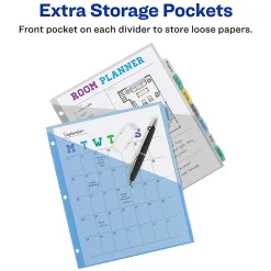 Avery® Write & Erase Pocket Plastic Dividers For 3 Ring Binders, 9-1/4" x 11-1/4", 8-Tab Set, Multicolor, 1 Set