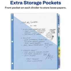 Avery® Write & Erase Pocket Plastic Dividers For 3 Ring Binders, 9-1/4" x 11-1/4", 5-Tab Set, Multicolor, 1 Set