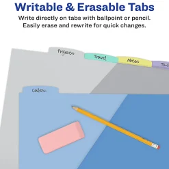 Avery® Write & Erase Pocket Plastic Dividers For 3 Ring Binders, 9-1/4