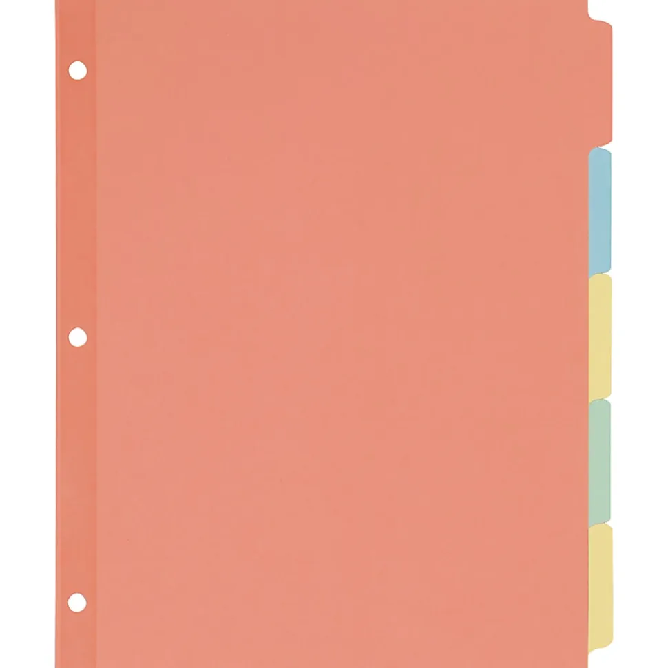 Avery® Write-On Paper Dividers For 3 Ring Binders, 8.5" x 11", 5-Tab Set, Multicolor, Pack Of 36 Sets