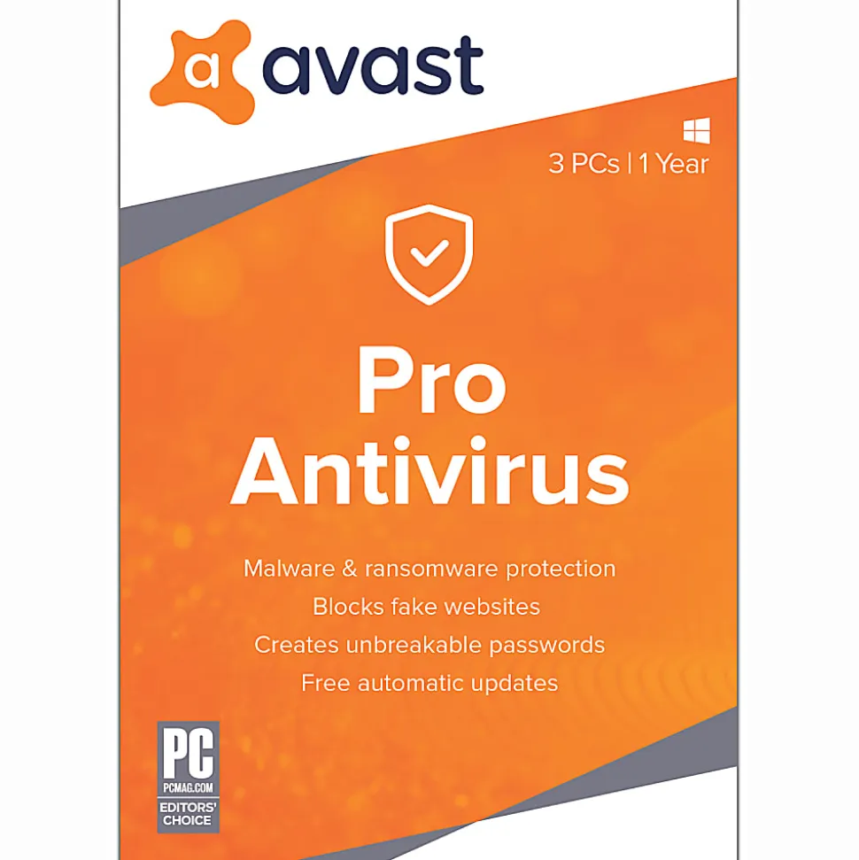 AVG Avast Antivirus Pro, 3 Devices, 1-Year Subscription, Disc
