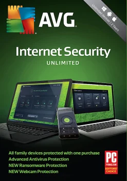 AVG Technologies Avast AVG Internet Security 2019 Unlimited, For PC/Mac , Product Key