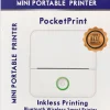 AXIA Bluetooth Mini Portable Thermal Printer, 4”H x 3”W x 2”D, White, Total Qty 1