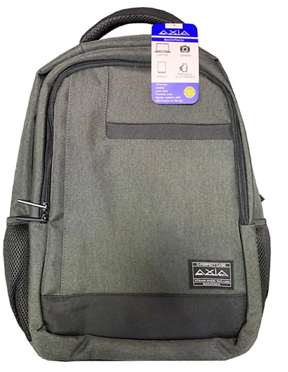AXIA Tech Backpack With 17.3" Laptop Pocket, Gray, Total Qty 1