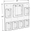 Azar Displays 7-Pocket Acrylic Multi-Tier Pegboard Wall Brochure Holder, 24"H x 24"W x 7/8"D, Clear