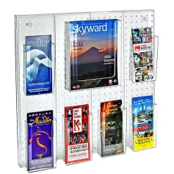 Azar Displays 7-Pocket Acrylic Multi-Tier Pegboard Wall Brochure Holder, 24