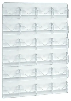 Azar Displays 24-Pocket Wall-Mount Business Card Holders, 18"H x 15-5/8"W x 1"D, Clear, Pack Of 2 Holders