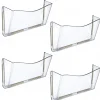 Azar Displays Single-Pocket Wall Files, Adhesive Tape Mount, 7"H x 14-3/4"W x 3"D, Clear, Pack Of 4 Files