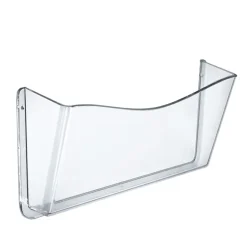 Azar Displays Single-Pocket Wall Files, Screw Mount, 7"H x 14-3/4"W x 3"D, Clear, Pack Of 4 Files