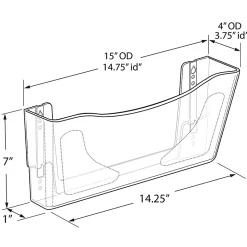 Azar Displays Single Pocket Wall Mount File Holders, 7”H x 15”W x 4”D, Clear, Pack Of 2 Holders