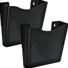 Azar Displays Single Vertical Pocket Wall Mount File Holders, 10”H x 10-1/2”W x 3-3/4”D, Black, Pack Of 2 Holders