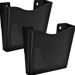 Azar Displays Single Vertical Pocket Wall Mount File Holders, 10”H x 10-1/2”W x 3-3/4”D, Black, Pack Of 2 Holders