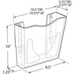 Azar Displays Single Vertical Pocket Wall Mount File Holders, 10”H x 10-1/2”W x 3-3/4”D, Clear, Pack Of 2 Holders