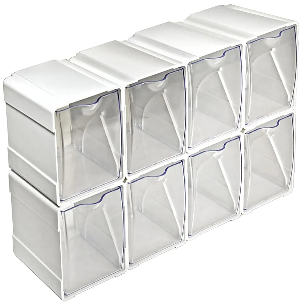 Azar Displays Stackable Tilt Bin Counter Organizers, 5-1/2”H x 4-3/4”W x 4-5/8”L, White, Pack Of 8 Organizers