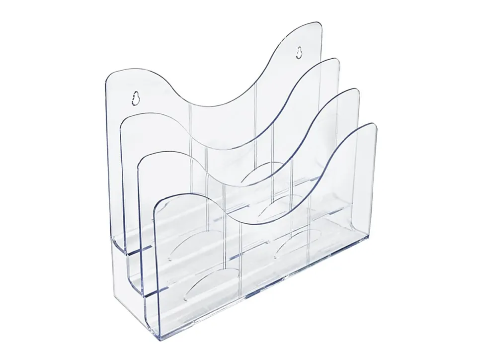 Azar Displays 3-Tier File And Brochure Desktop Wall Organizer With Dividers, 11-1/2"H x 3-1/2"W x 13-3/8"D, Clear