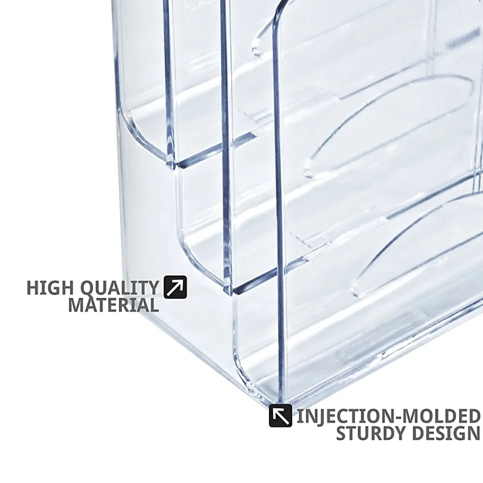 Azar Displays 3-Tier File And Brochure Desktop Wall Organizer With Dividers, 11-1/2"H x 3-1/2"W x 13-3/8"D, Clear