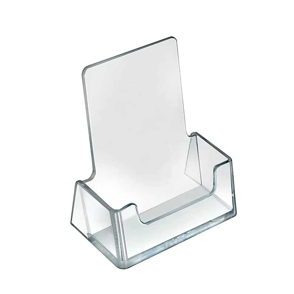 Azar Displays Vertical Acrylic Business/Gift Card Holders, 2.75"H x 2.5"L x 1.375"W, Clear, Pack Of 10
