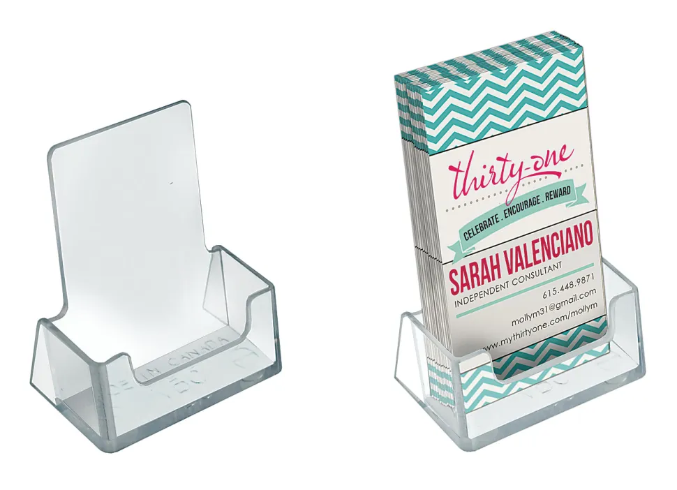Azar Displays Vertical Acrylic Business/Gift Card Holders, 2.75"H x 2.5"L x 1.375"W, Clear, Pack Of 10