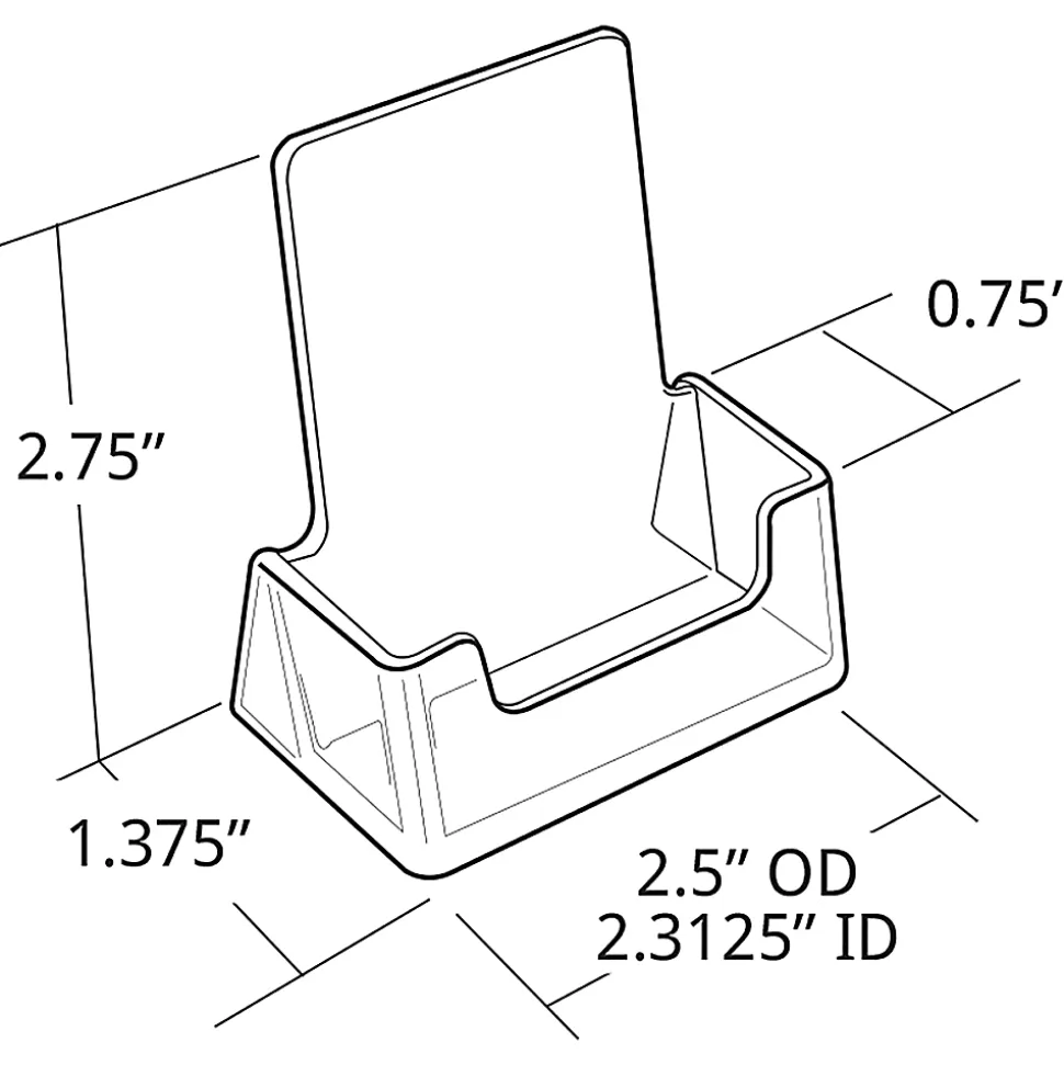 Azar Displays Vertical Acrylic Business/Gift Card Holders, 2.75"H x 2.5"L x 1.375"W, Clear, Pack Of 10