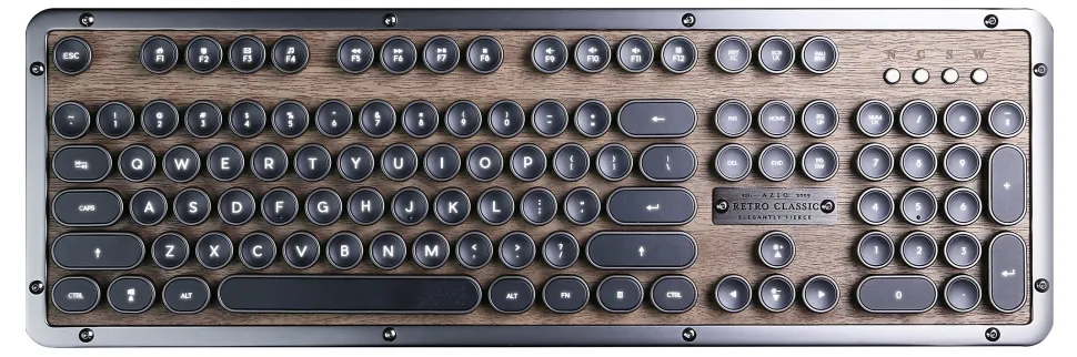 Azio Retro Classic Wireless Keyboard, Full Size, Elwood