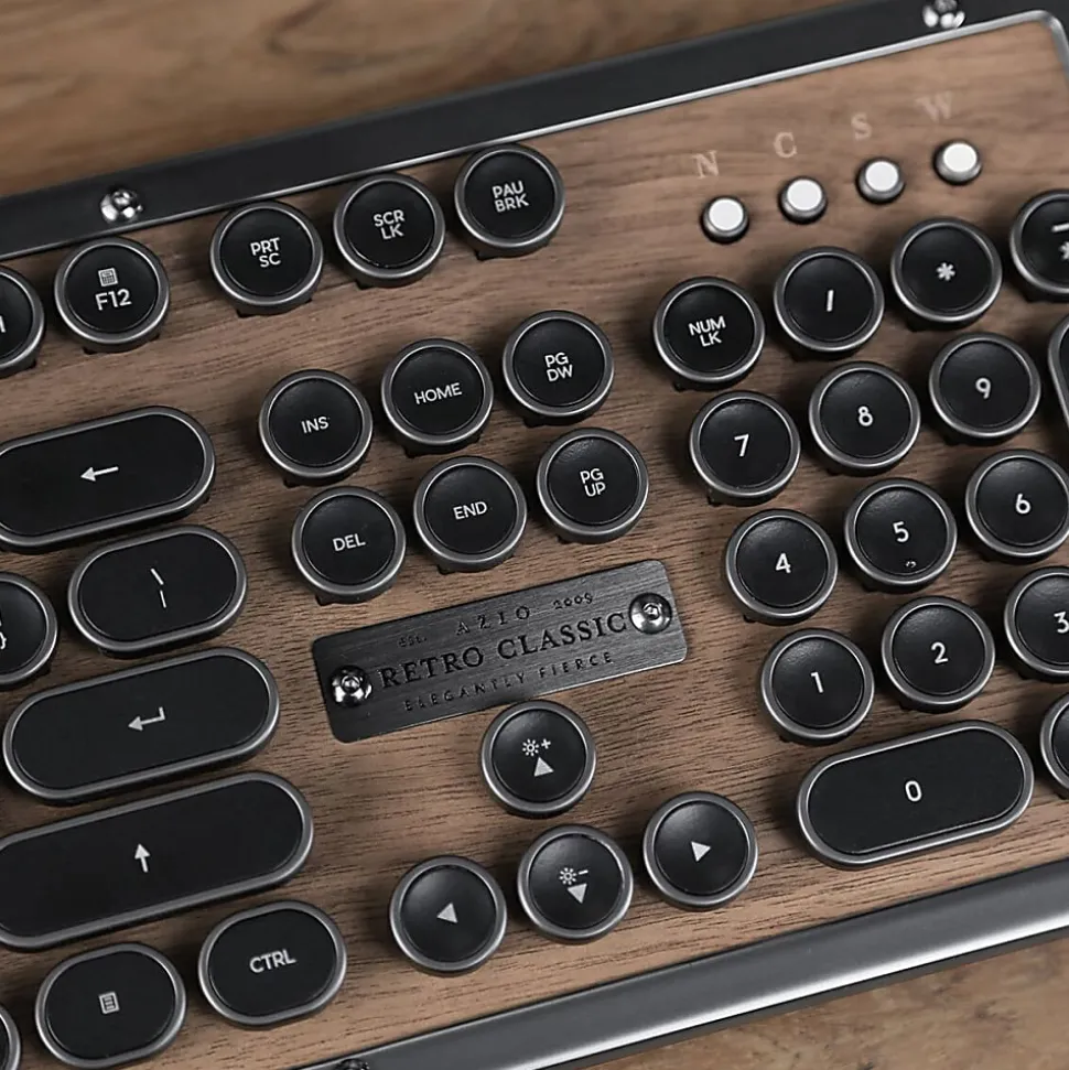 Azio Retro Classic Wireless Keyboard, Full Size, Elwood