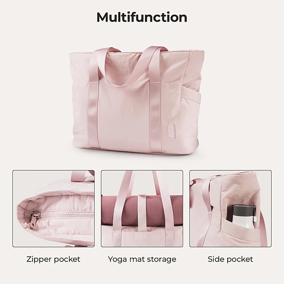 BAGSMART Nylon Zoraesque Tote, 12-1/2”H x 15-1/4”W x 6”D, Pink