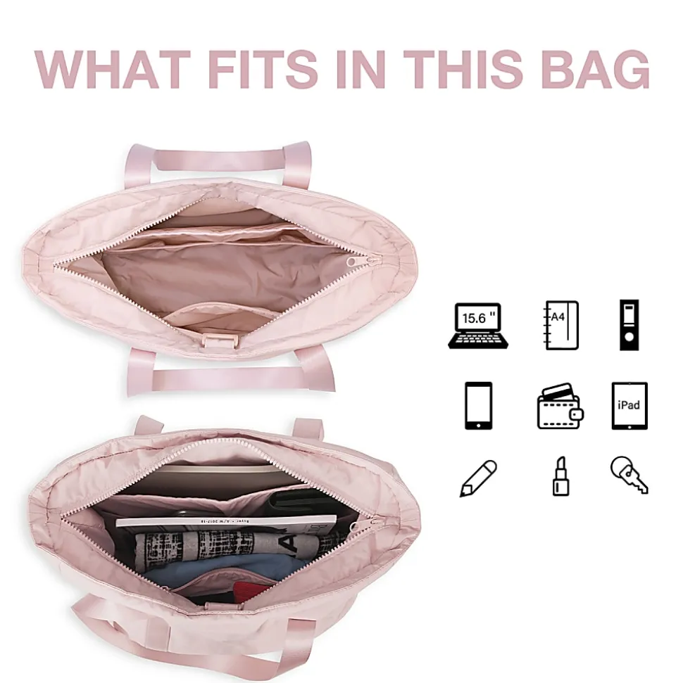BAGSMART Nylon Zoraesque Tote, 12-1/2”H x 15-1/4”W x 6”D, Pink