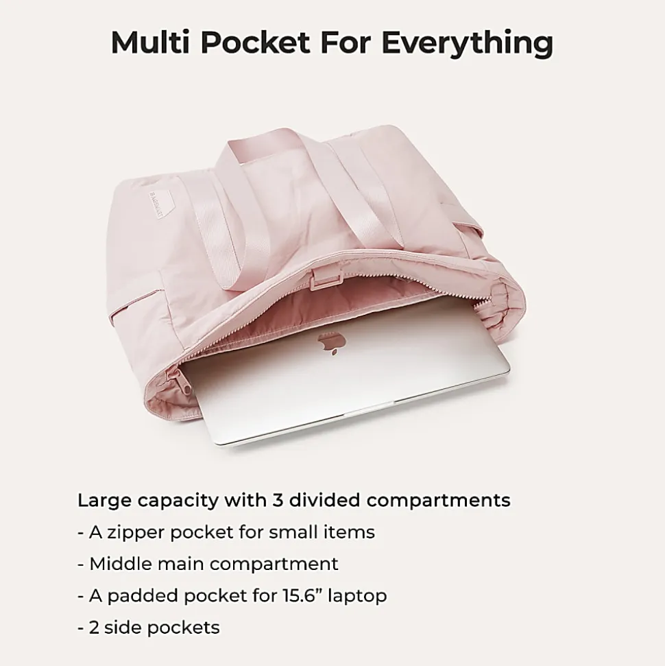 BAGSMART Nylon Zoraesque Tote, 12-1/2”H x 15-1/4”W x 6”D, Pink