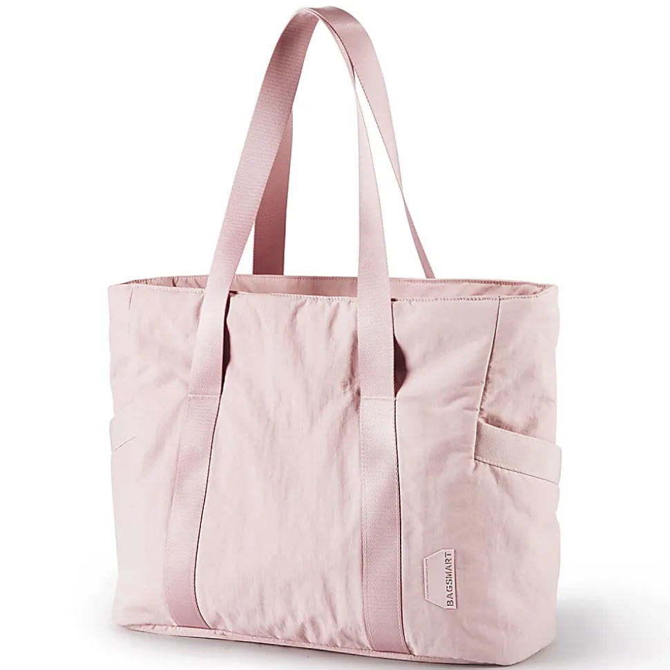 BAGSMART Nylon Zoraesque Tote, 12-1/2”H x 15-1/4”W x 6”D, Pink