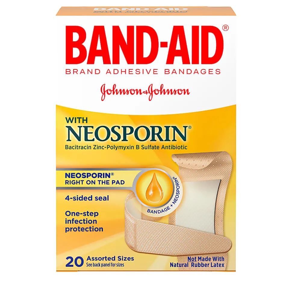 Band-Aid® Brand Antibiotic Bandages, Assorted Sizes, Box Of 20