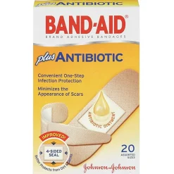 Band-Aid® Brand Antibiotic Bandages, Assorted Sizes, Box Of 20