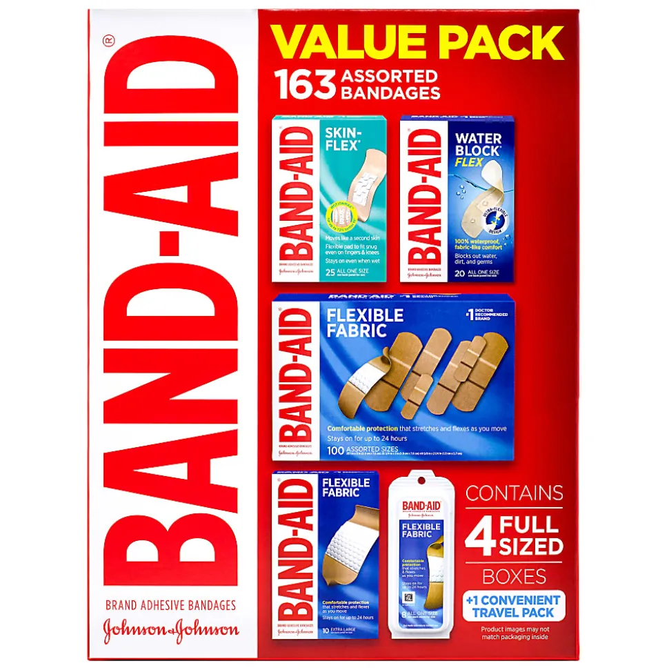 Band-aid® Value Pack, Assorted Sizes, Pack Of 163 Bandages