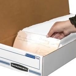 Bankers Box® Econo Stor/File™ Standard-Duty Storage Boxes, 9" x 24" x 4", White/Blue, Case Of 12