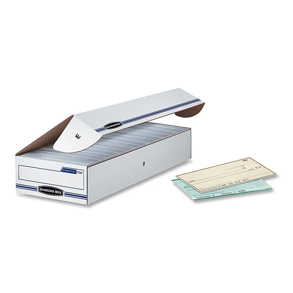 Bankers Box® Econo Stor/File™ Standard-Duty Storage Boxes, 9" x 24" x 4", White/Blue, Case Of 12