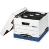 Bankers Box® Hang'N'Stor™ Medium-Duty Storage Boxes, Letter Size, 15" x 12 1/4" x 9 3/4", White/Blue, Case Of 4 - 784
