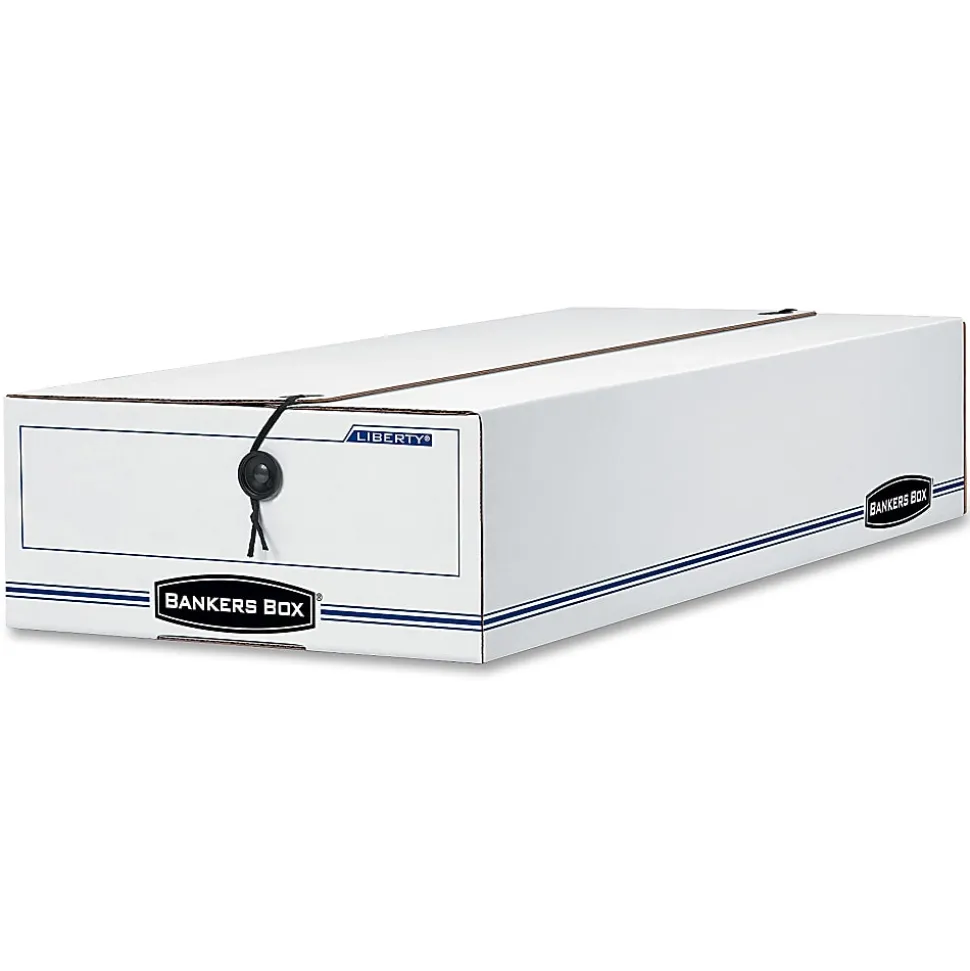 Bankers Box® Liberty® Basic-Duty, Check and Form Storage Boxes, 5" x 11" x 24", 60% Recycled Content, White/Blue, Case Of 12