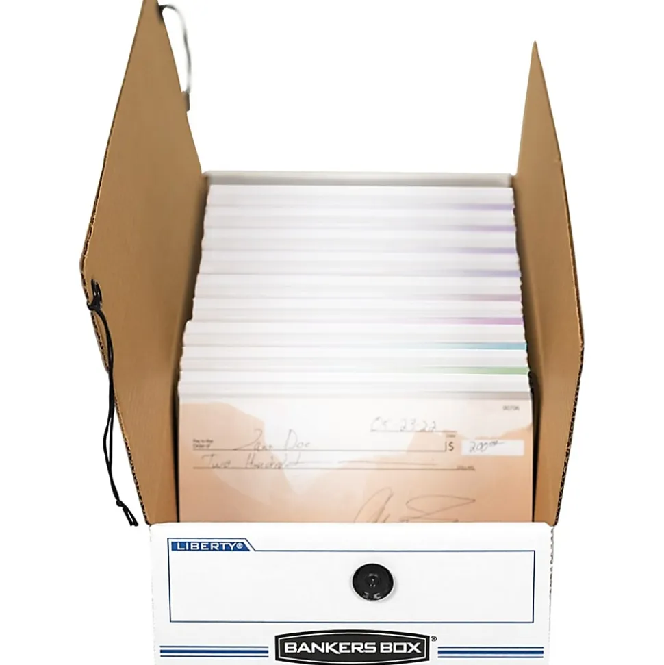Bankers Box® LIBERTY® Check and Form Boxes, 9.25" x 15" x 4.25", White/Blue, 12/Carton