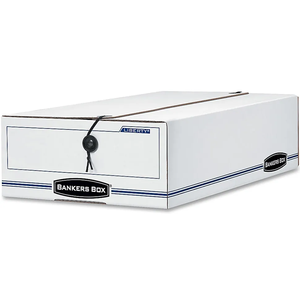 Bankers Box® LIBERTY® Check and Form Boxes, 9.25" x 15" x 4.25", White/Blue, 12/Carton