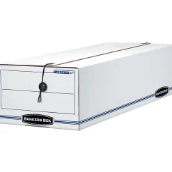 Bankers Box® Liberty® Corrugated Storage Boxes, 7 1/2" x 9" x 24 1/4", White/Blue, Case Of 12