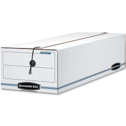 Bankers Box® Liberty® Corrugated Storage Boxes, 4 1/2" x 6 1/4" x 24", White/Blue, Case Of 12